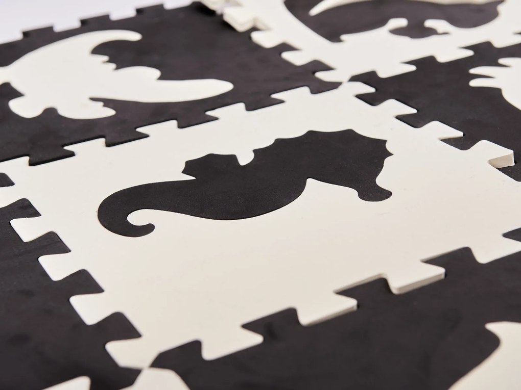 KIK Pymic Kontrast Panel Mat penová podložka puzzle 25 dielov 114 x 114 cm, čierna a ecru