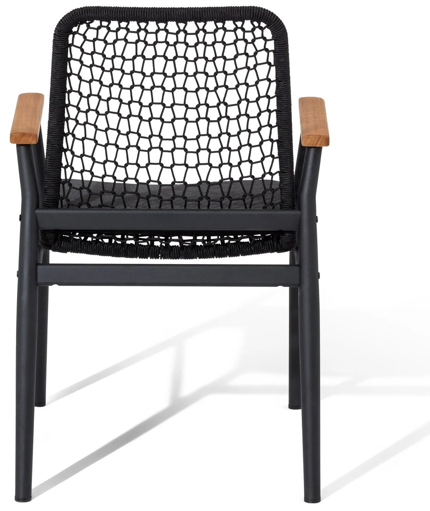 Jedálenská stolička s tíkovými opierkami rúk a textilným výpletom