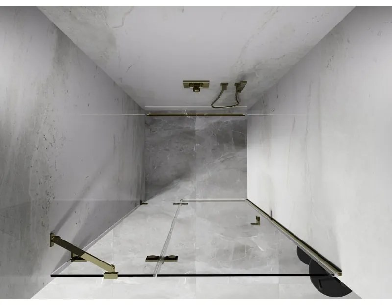 Mexen, Mexen Lunar ľavé otočné sprchové dvere 110 cm, transparentné, zlaté - 834-110-000-50-00-L