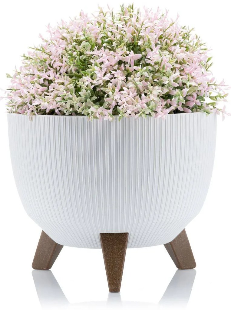 PLASTOVÝ KVETINÁČ ROSA LINEA ECO SADA 2KS 15X24,3 CM+18,3X29,2 CM BIELA