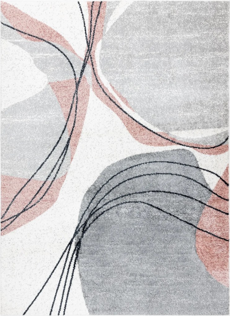 Dywany Łuszczów, Kusový koberec Fusion 5868 white/dark pink, 180x270, ružová, kancelária