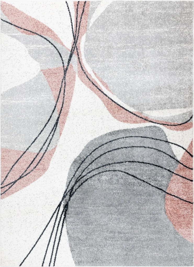 Dywany Łuszczów, Kusový koberec Fusion 5868 white/dark pink, 80x150, ružová, kancelária