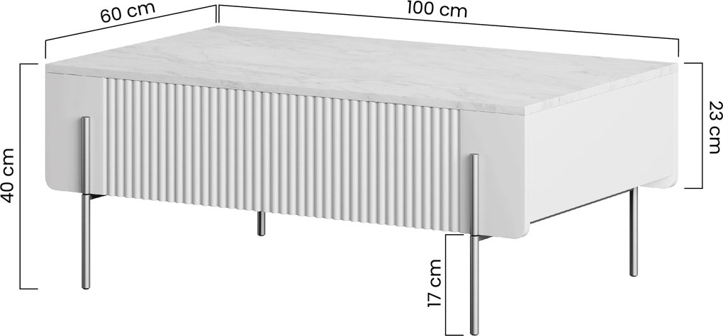 Konferenčný stolík Malmi 100 cm - kašmírová / zlatá