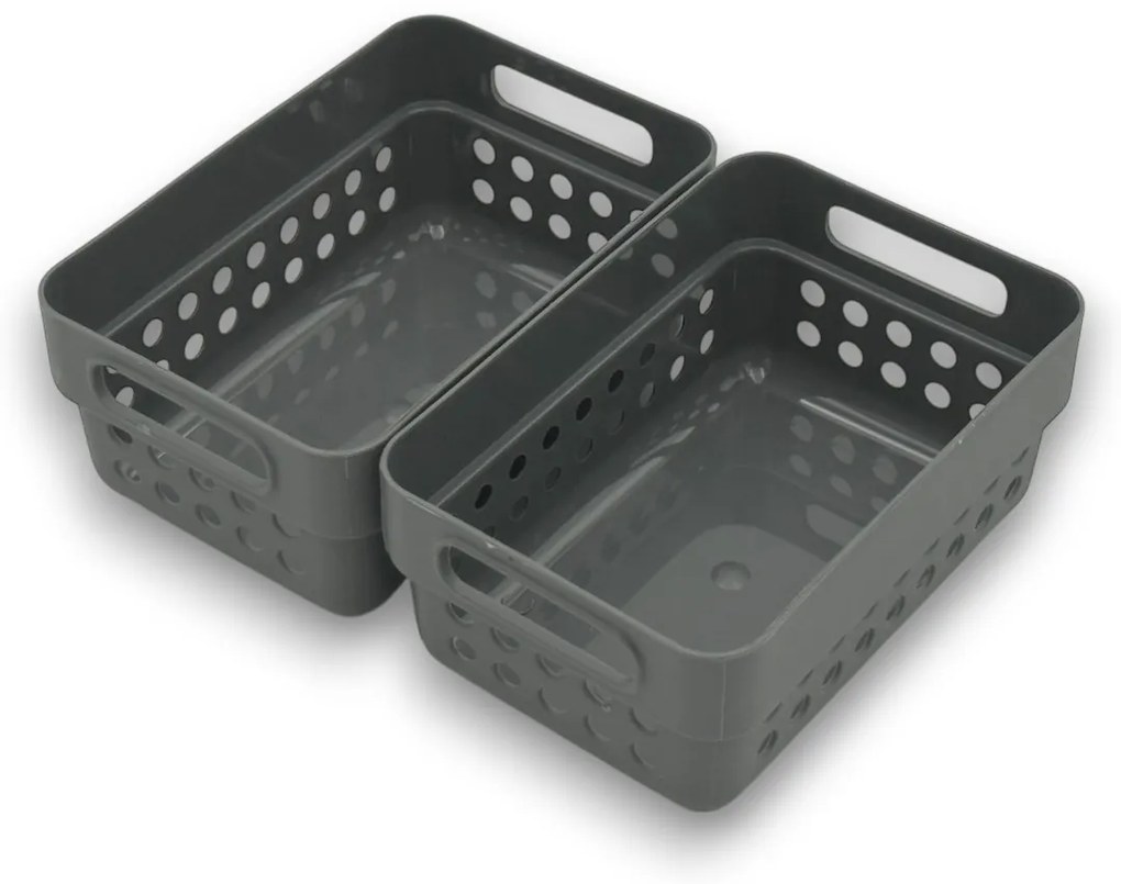 Sada 2 košíkov na organizáciu, organizéry do zásuvky KOLE 12 x 7,5 cm - sivý