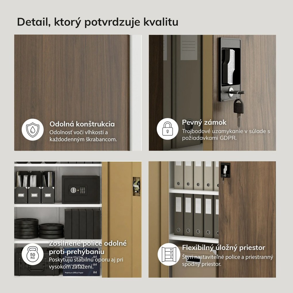 Kancelárska skriňa na dokumenty biela / orech: Eco Design JAN 900 x 1850 x 400 mm