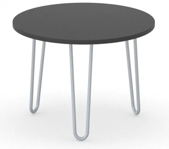 Okrúhly konferenčný stôl SPIDER, priemer 60 cm, sivo-strieborná podnož, grafit