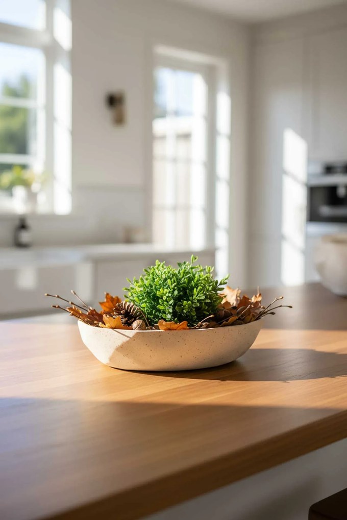 Okrasná miska CAVERO, sklolaminát, priemer 32 cm, béžová