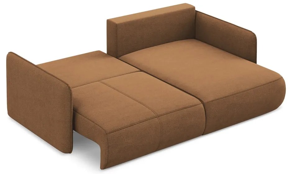 Oranžová rozkladacia/s úložným priestorom rohová pohovka (pravý roh) Nanea – Makamii