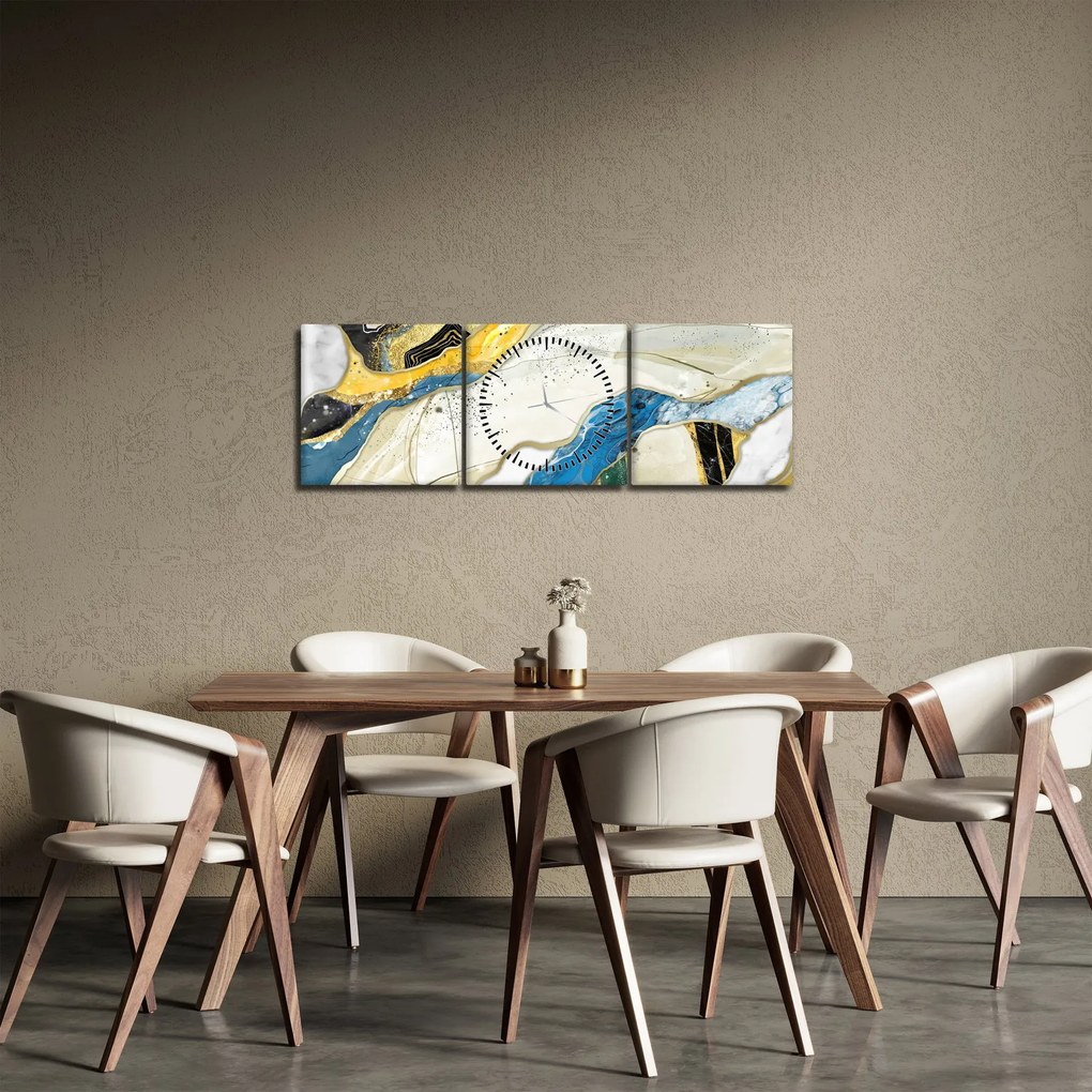 Obraz - Farebný mramor (s hodinami) (90x30 cm)