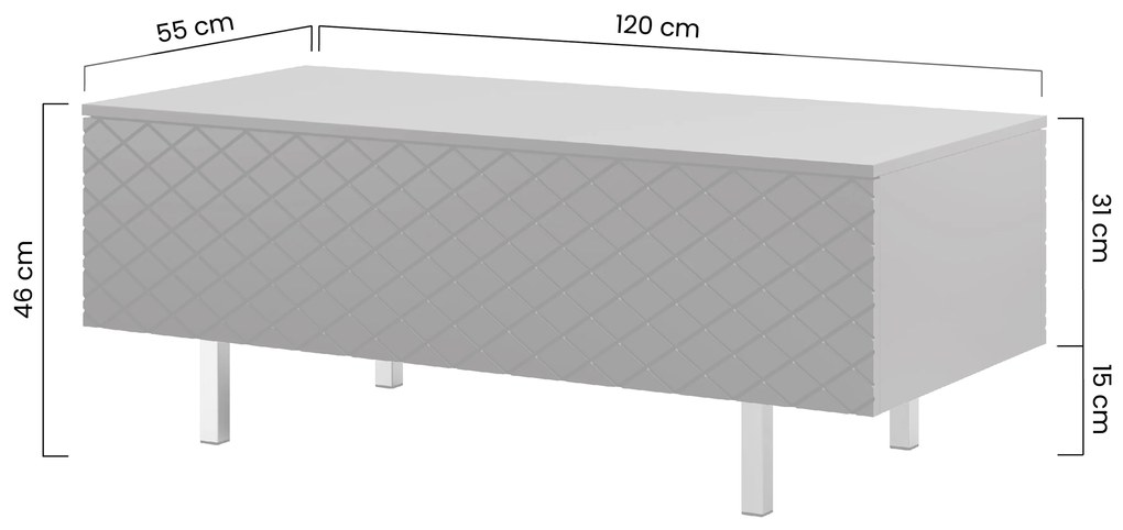 Konferenčný stolík Scalia II 120x55 cm - čierny mat / čierne nožičky