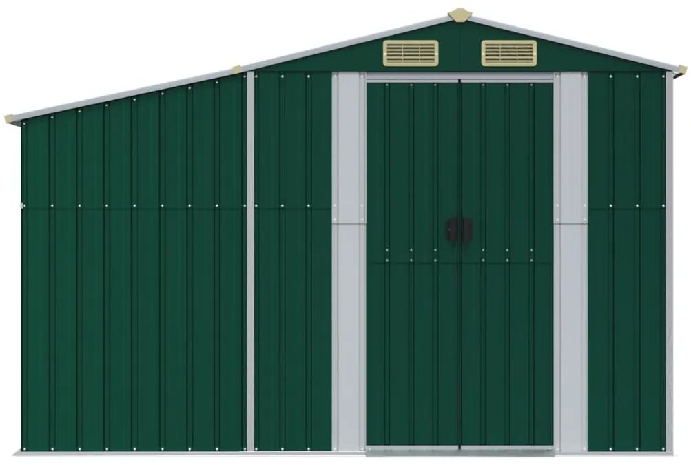 Záhradná kôlňa zelená 277x365,5x179 cm pozinkovaná oceľ