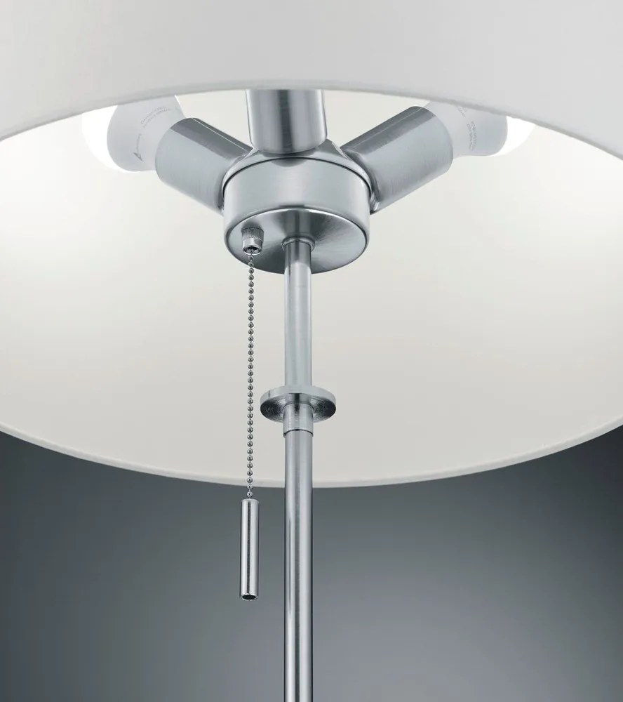 Stojacia lampa v striebornej farbe s textilným tienidlom (výška 180 cm) Lyon – Trio