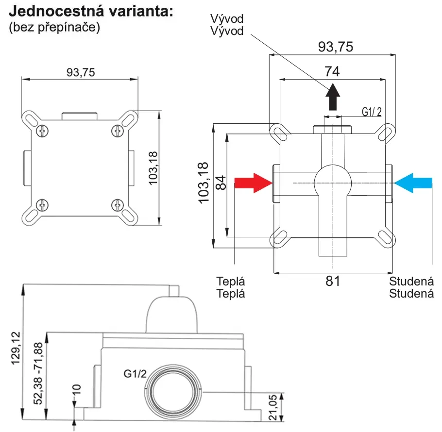 Mereo Mereo, Sprchová podomietková batéria bez prepínača, Mada, Mbox, MER-CBQ60105MA