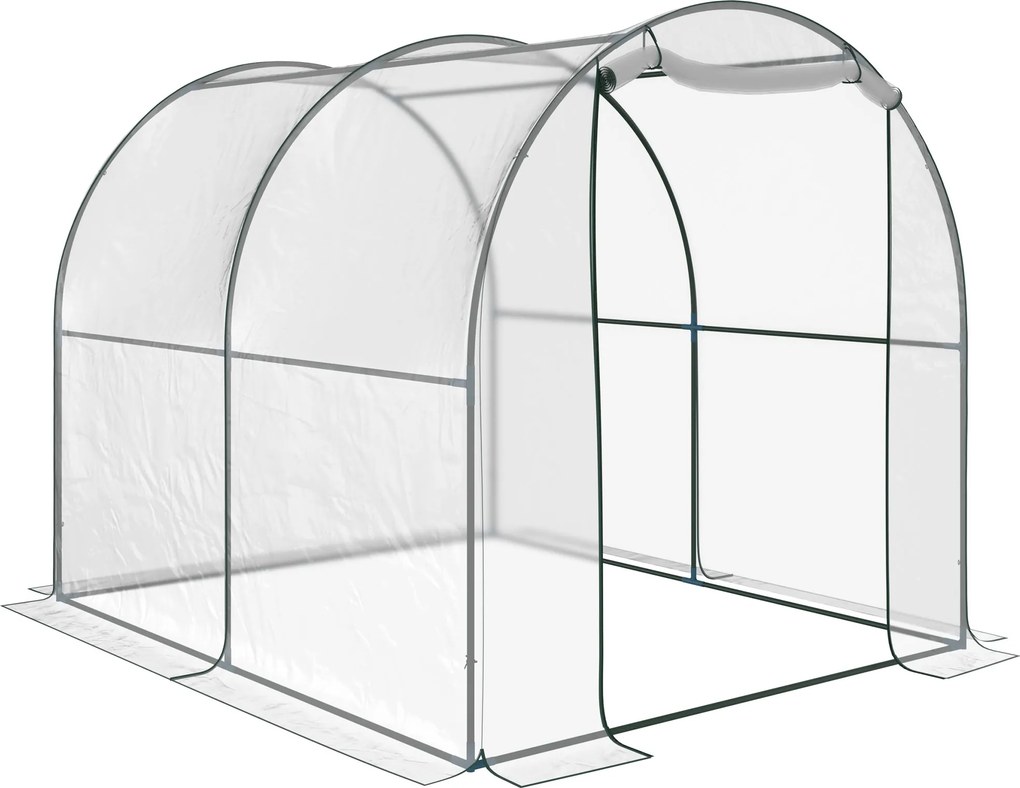 Zeleninový tunelový skleník Outsunny, balkónový skleník na rastliny a zeleninu s PVC krytom, so skladacími dverami a oceľovou konštrukciou, 2x2,5x2m |