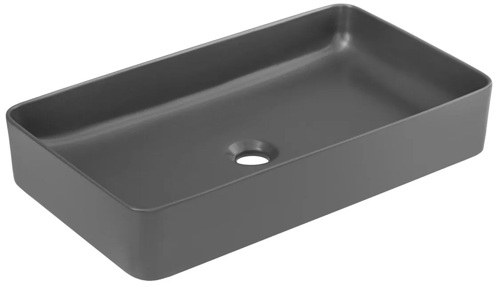 Sada keramického umyvadla na desku a výpusti Slim 60 cm šedá