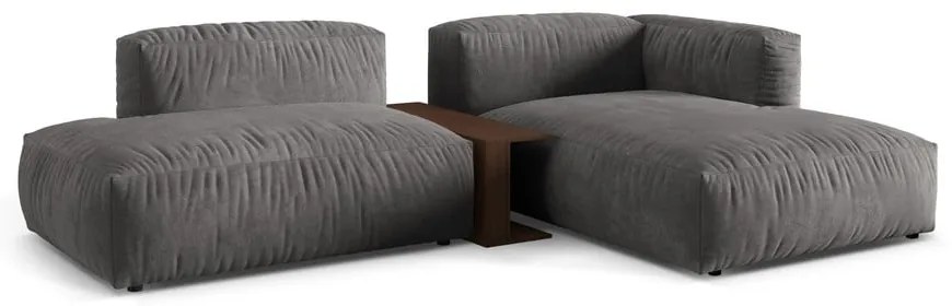 Sivá zamatová modulárna rohová pohovka (pravý roh/s leňoškou) Martina – Micadoni