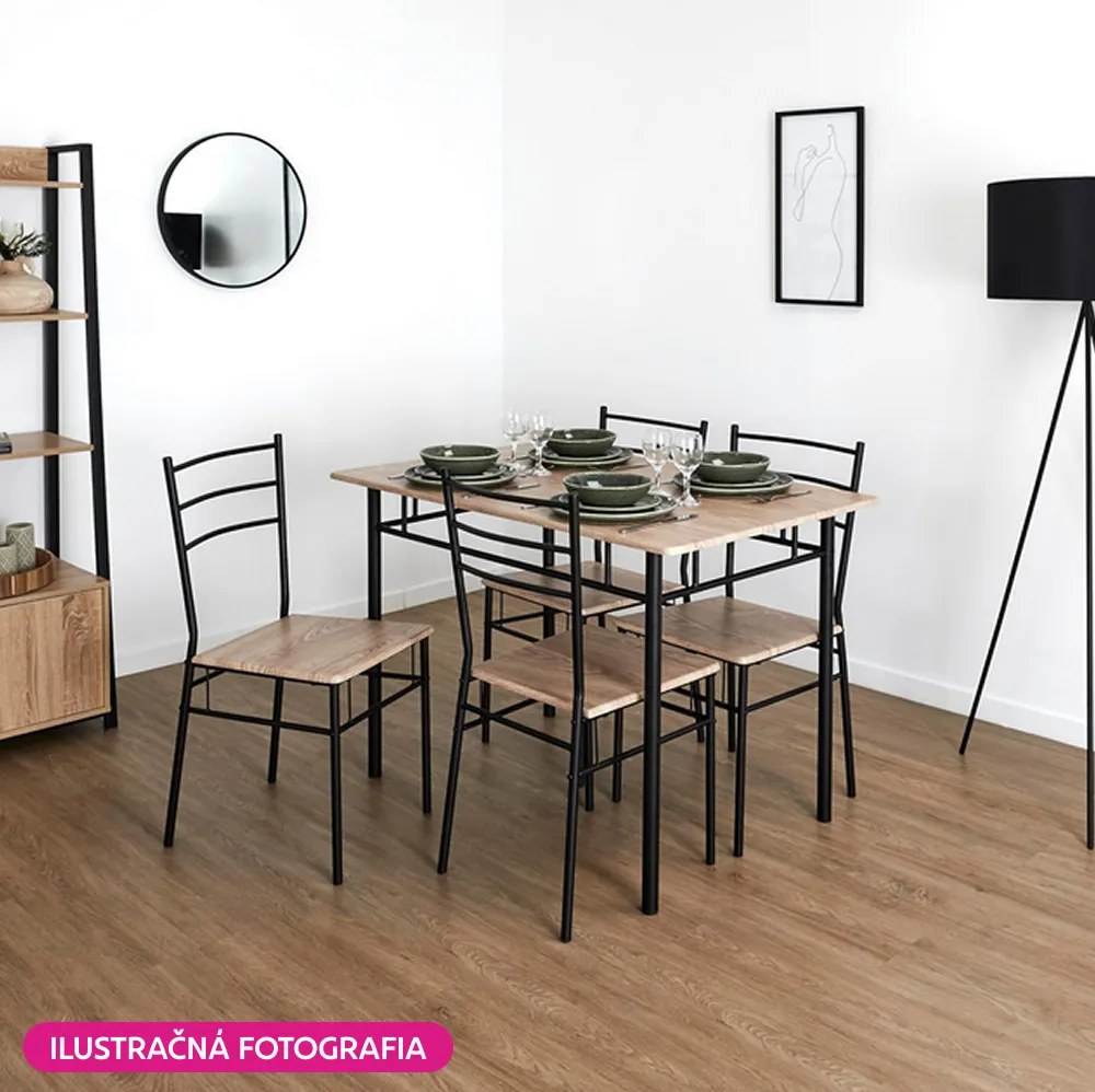 Jedálenský set Metabolicas (dub sonoma + čierna) (pre 4 osoby). Vlastná spoľahlivá doprava až k Vám domov. 1116415