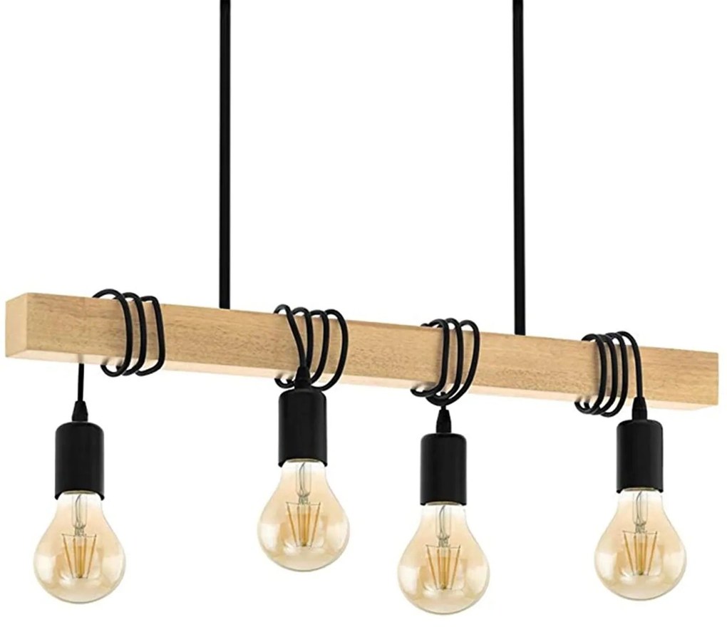 Toolight Toolight, závesné svietidlo APP974-4CP, čierna - bambusové drevo, OSW-03243