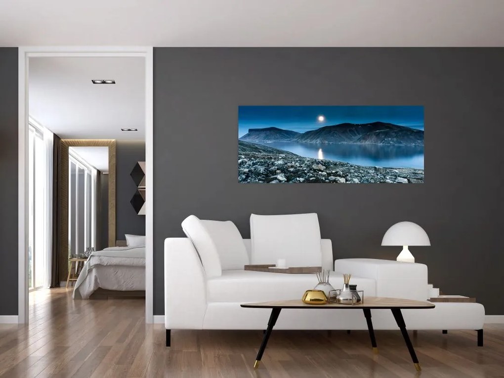 Obraz nočné krajiny, Island (120x50 cm)