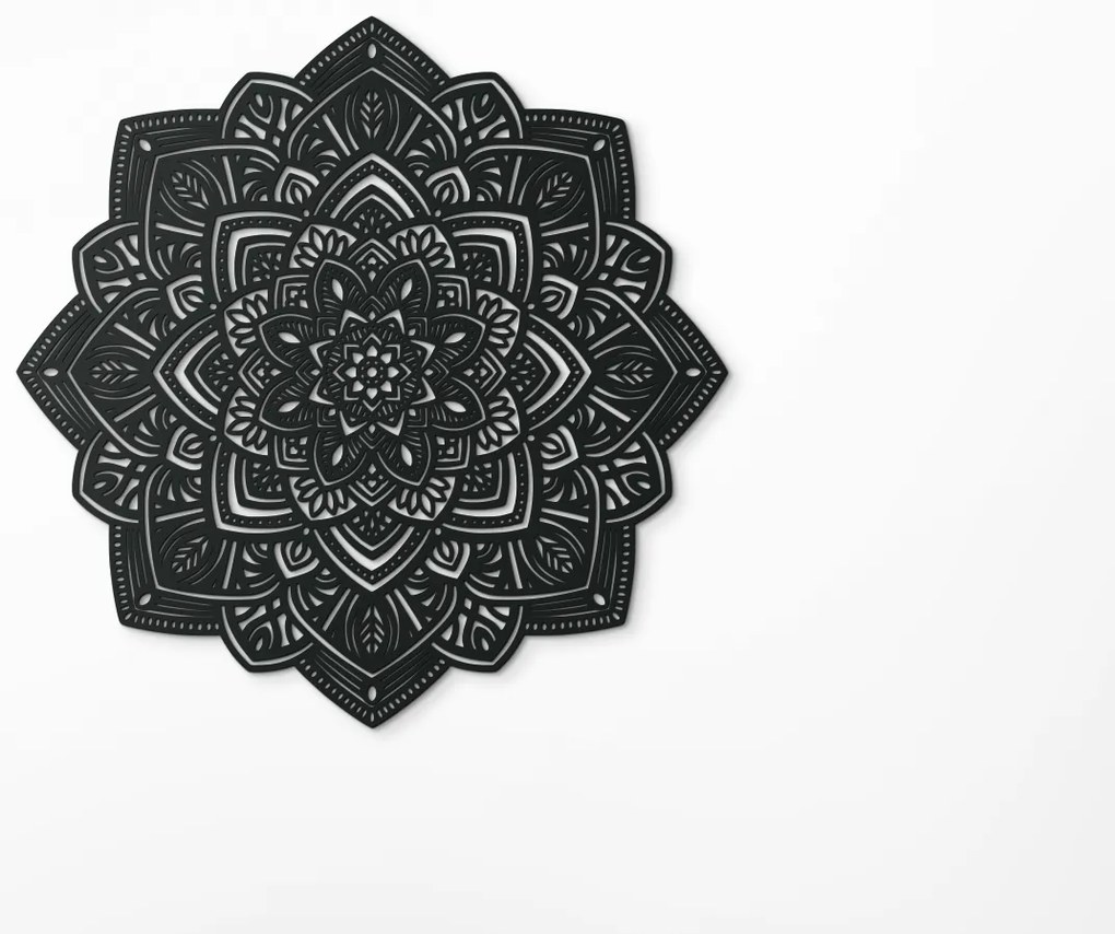 drevko Vyrezávaná drevená mandala Symetria Rozmer obrazu: 120 x 120 cm, Farba dekorácie: Čierna