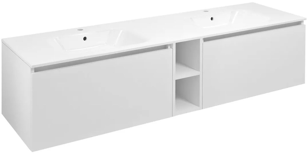 Sapho Sapho, LOREA skrinka s dvojumývadlom 181x46x51,5cm (80+20+80cm), biela matná, LE080-3131-04