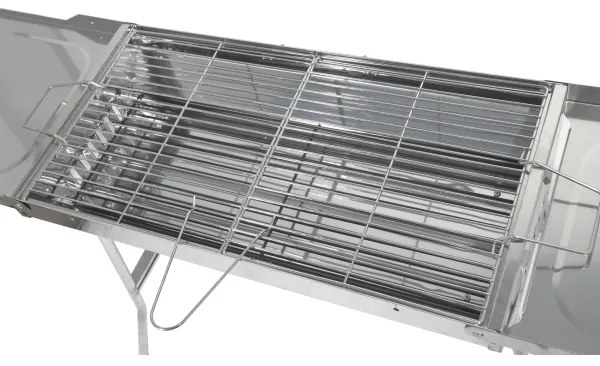 Prenosný gril na drevené uhlie lesklý chróm