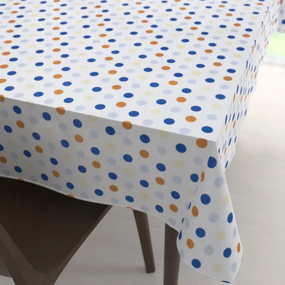 Biante Bavlnený obdĺžnikový obrus Sandra SA-120 Modré a hnedé bodky na bielom 100x140 cm