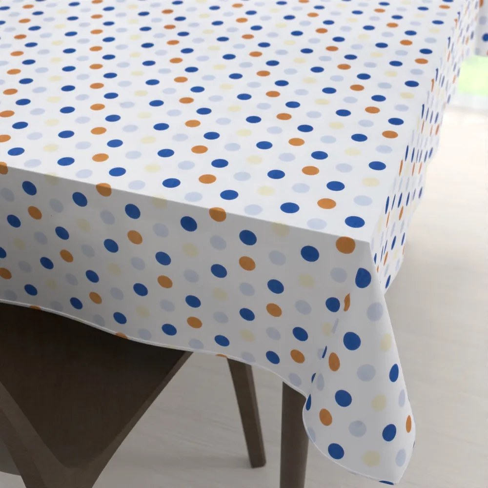 Biante Bavlnený obdĺžnikový obrus Sandra SA-120 Modré a hnedé bodky na bielom 140x160 cm