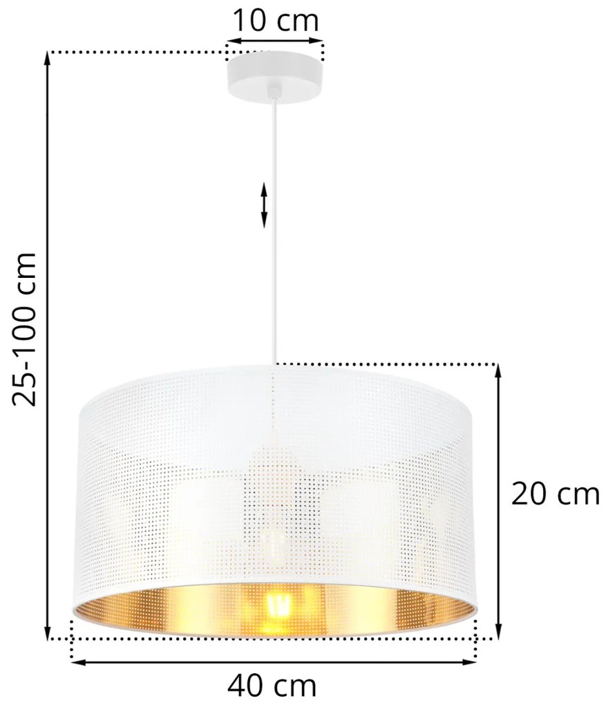 Závesné svietidlo Asti0, 1x biele PVC tienidlo, (fi 40cm), g, w