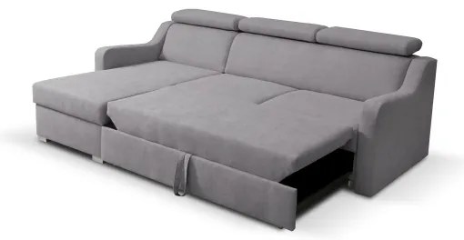 Univerzálny rozkladací rohový gauč PORTO so šedým úložným priestorom