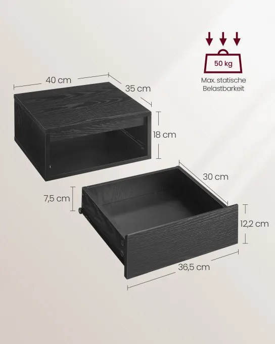 Set dvoch závesných nočných stolíkov LET854B01 (2ks)