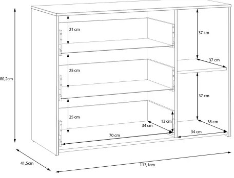 Komoda s zásuvkami URO dub artisan/ biela