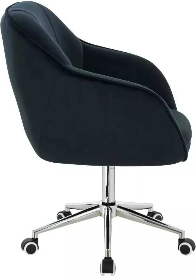 LuxuryForm DESIGN Stolička AVOLA VELUR na striebornej podstave s kolieskami - čierna