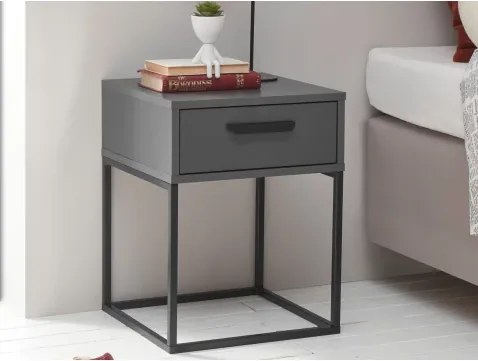 Nočný stolík s 1 zásuvkou Suna, grafitový%