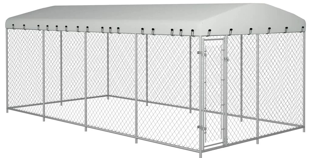 Vonkajšia voliéra pre psy so strechou 7,6x3,8x2,3 m