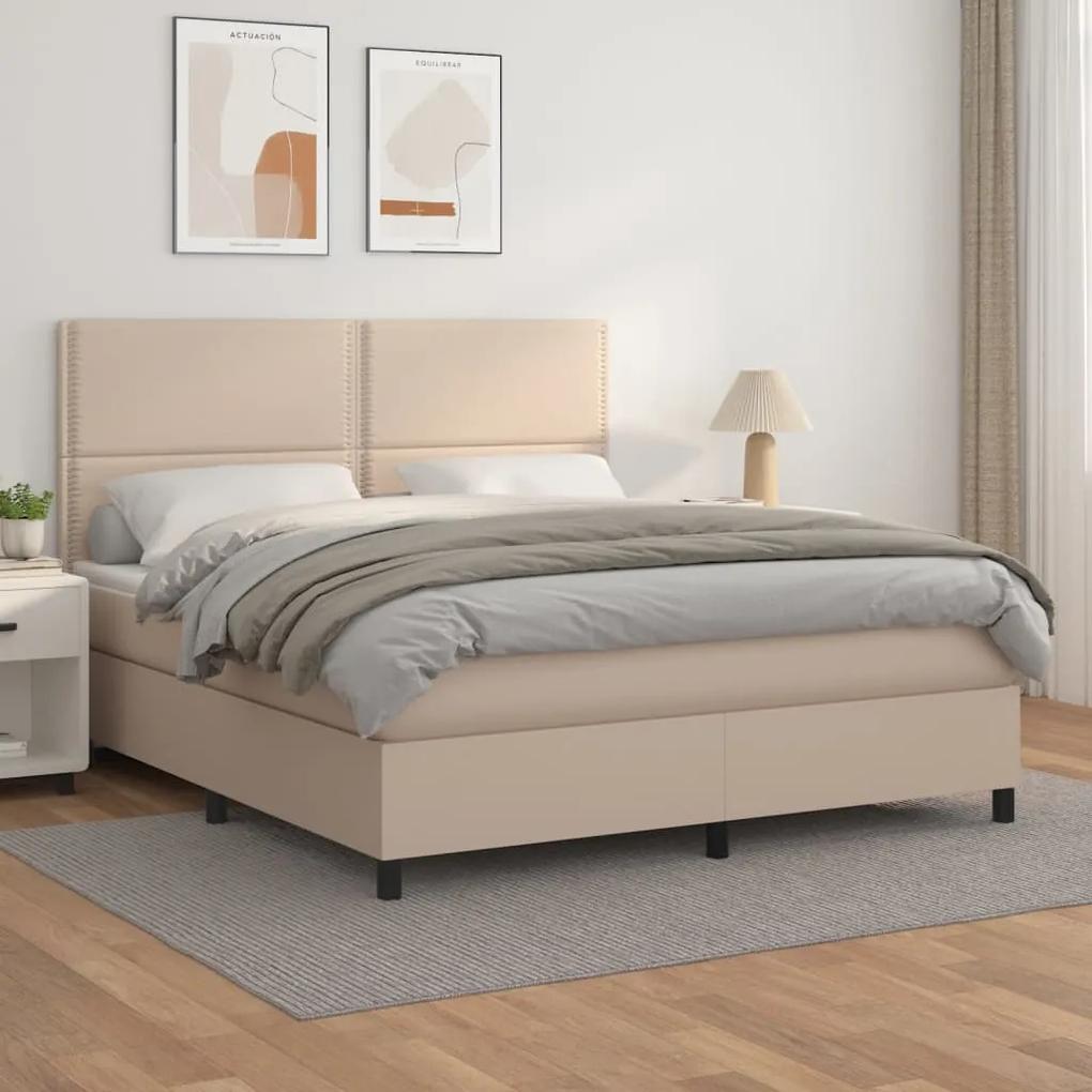 Boxspring posteľ s matracom kapučínová 160x200 cm umelá koža 3142796