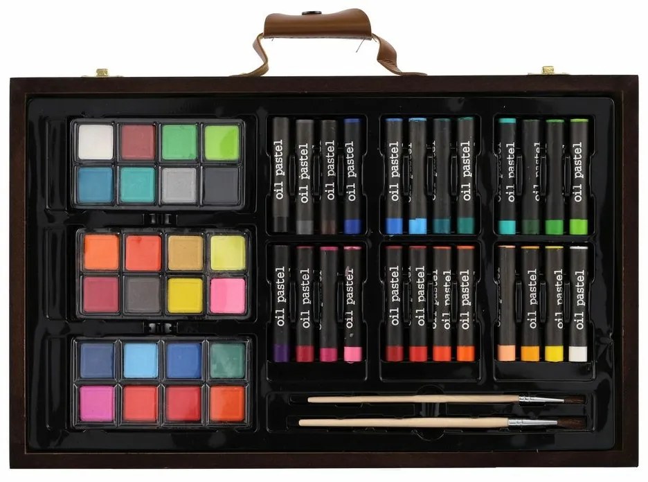 Sada na maľovanie - Art box kreatívna sada 79ks v drevenom kufríku vo fólii 37x23x5cm