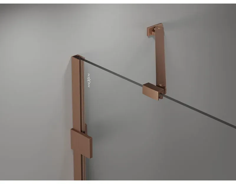 Mexen Lunar Duo, výklopný sprchový kút 110 x 75 cm, 8mm číre sklo, profil medená matná, 834-110L-075P-65-00