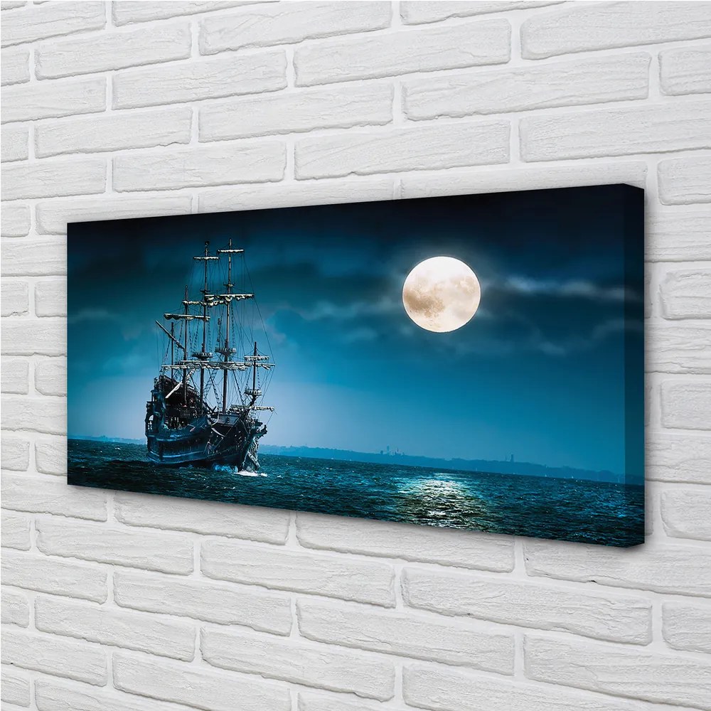 Obraz canvas Sea city mesiac loď 120x60 cm