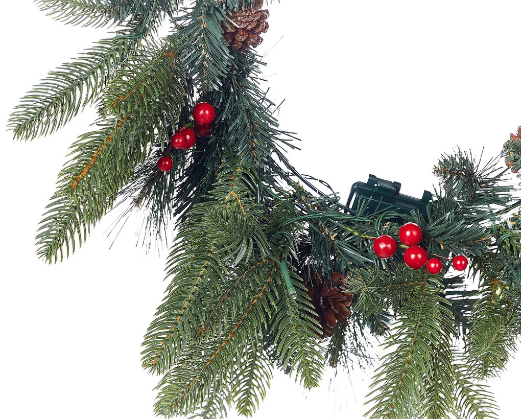 Vianočný veniec so svetielkami ⌀ 50 cm zelený WHITEHORN  Beliani