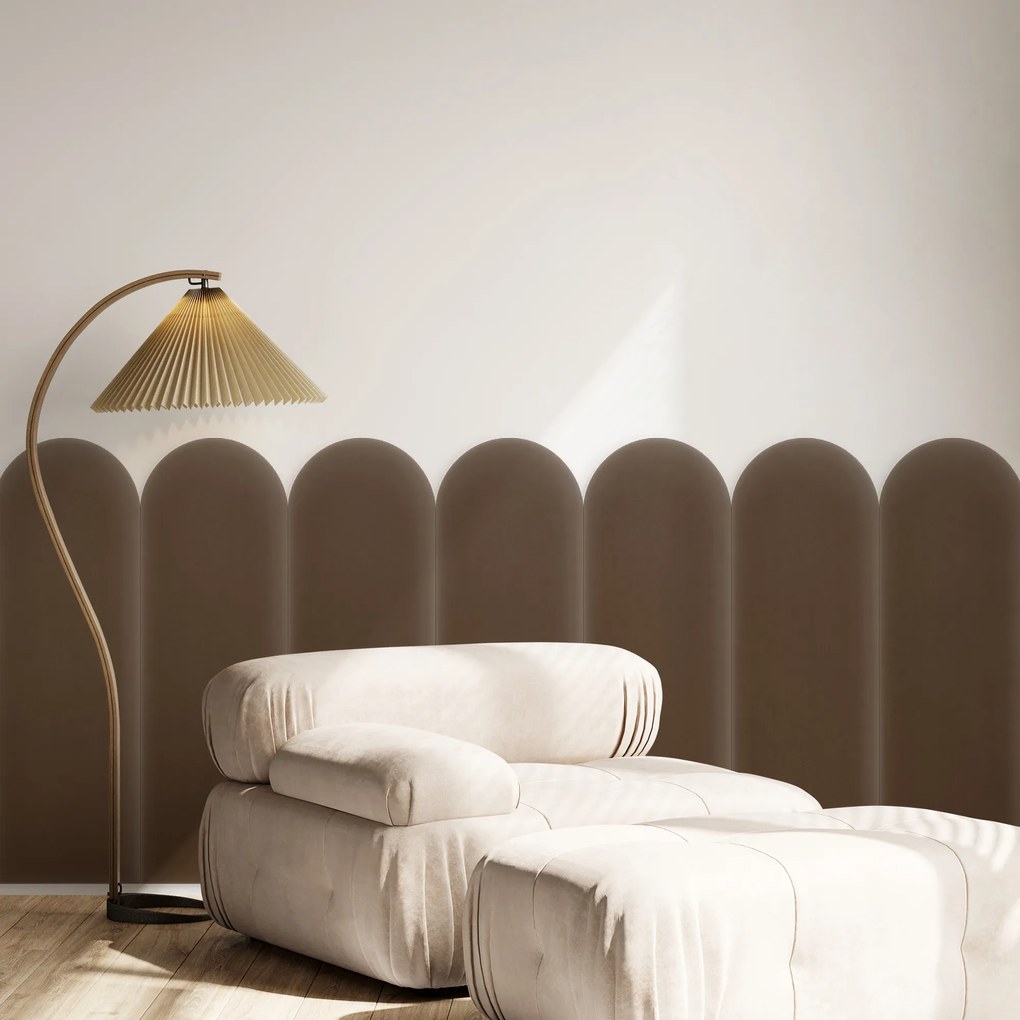 Zamatový čalúnený panel - Oblúk - 20x80cm Farba: Hnedá