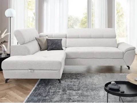 Rohová sedacia súprava Mario, svetlo šedá látka, ľavý roh%