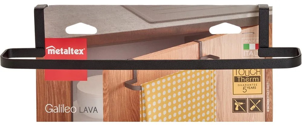 Čierny závesný držiak na utierku Metaltex Galileo Lava