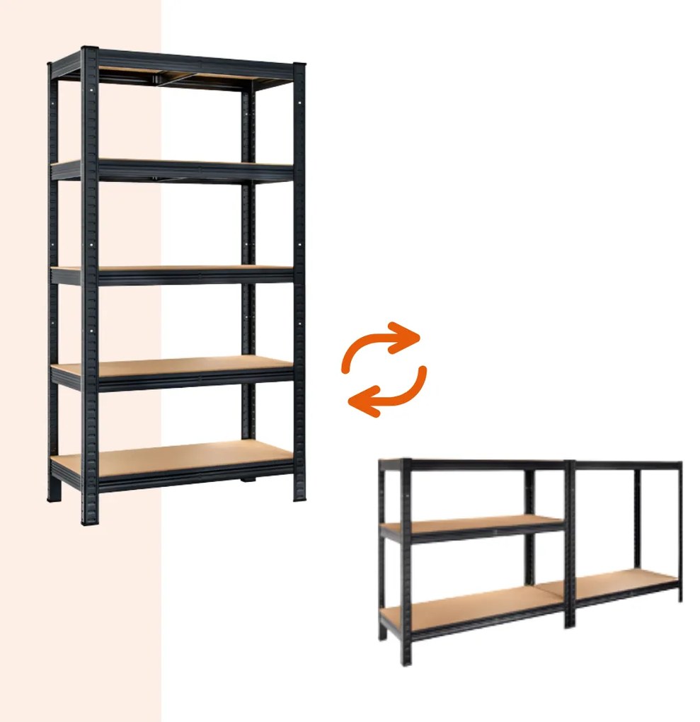 Jurhan Regál s vysokou nosnosťou HEAVY, max. 875kg, 90x40x180cm, čierna