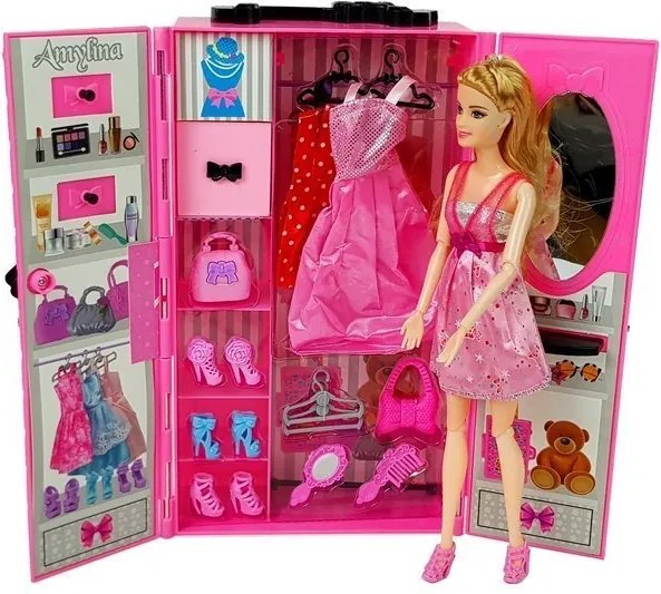LEAN Toys Šatníková súprava pre bábiku Boy Girl's Dresser Set in Case