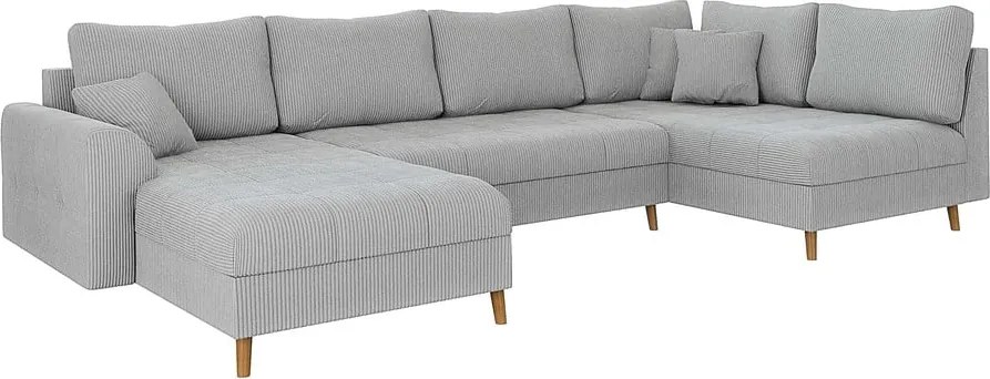 Svetlosivá menčestrová rohová pohovka (ľavý roh/do "U") Ariella – Ropez