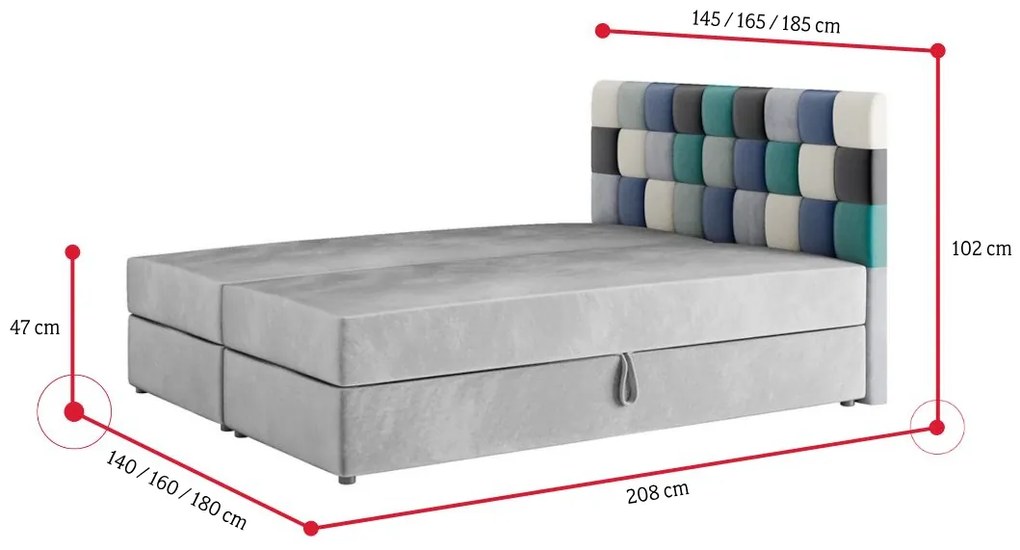 Čalúnená posteľ boxspring APPLE, 160x200, itaka 14/modrá