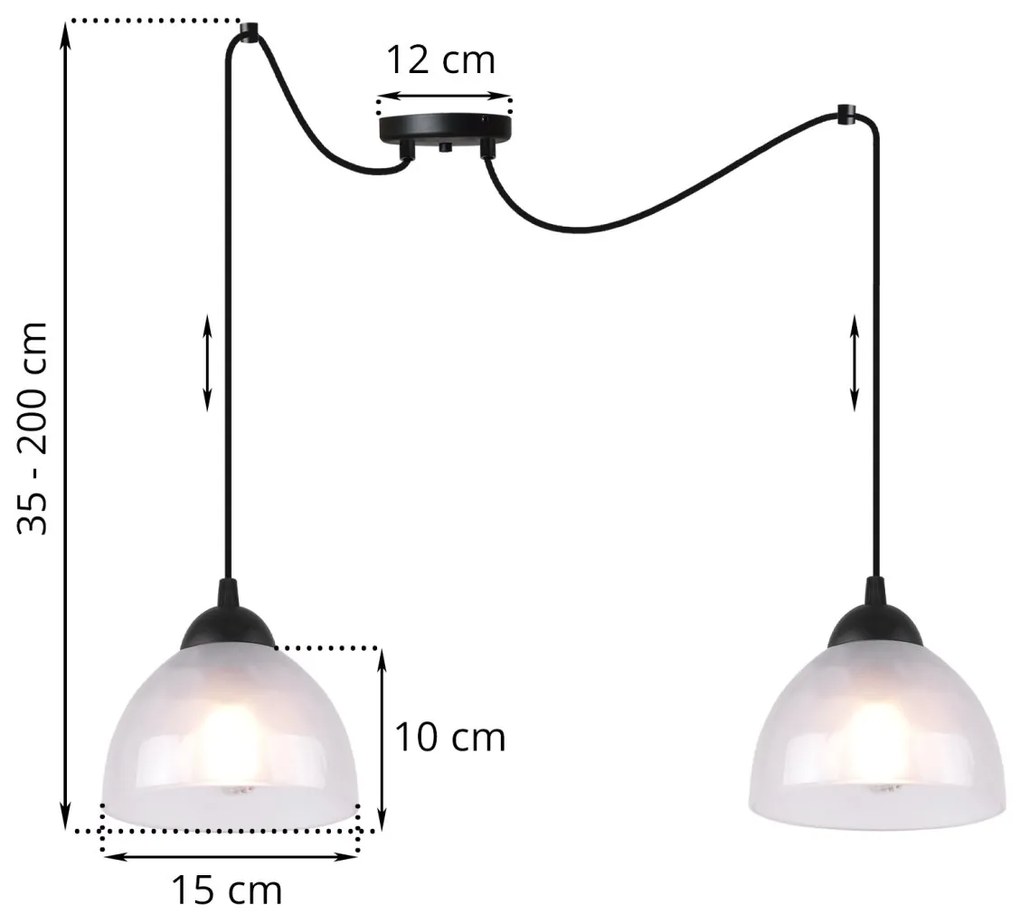 Light Home Závesné svietidlo Venice Spider, 2x mliečne sklenené tienidlo