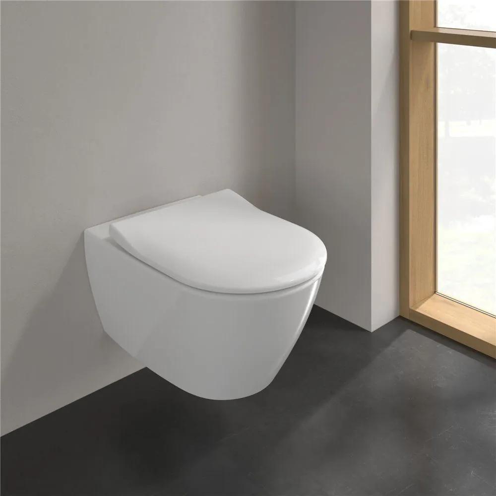 VILLEROY &amp; BOCH Subway 2.0 Combi-Pack, závesné WC s DirectFlush + WC sedátko s poklopom SlimSeat, s QuickRelease a Softclosing, biela alpská, s povrchom CeramicPlus, 5614R2R1