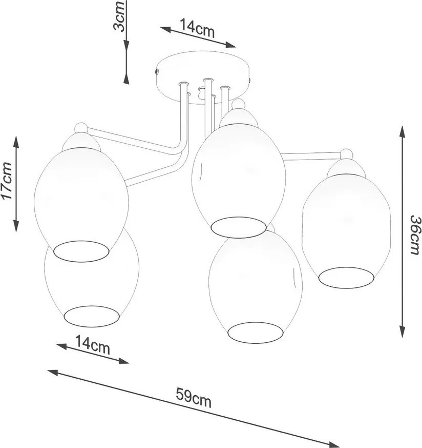 Čierne stropné svietidlo so skleneným tienidlom 59x59 cm Garten – Sollux
